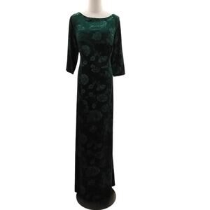 AW BRIDAL 16 2x Plus Emerald green velvet ethereal rose maxi dress NEW B117